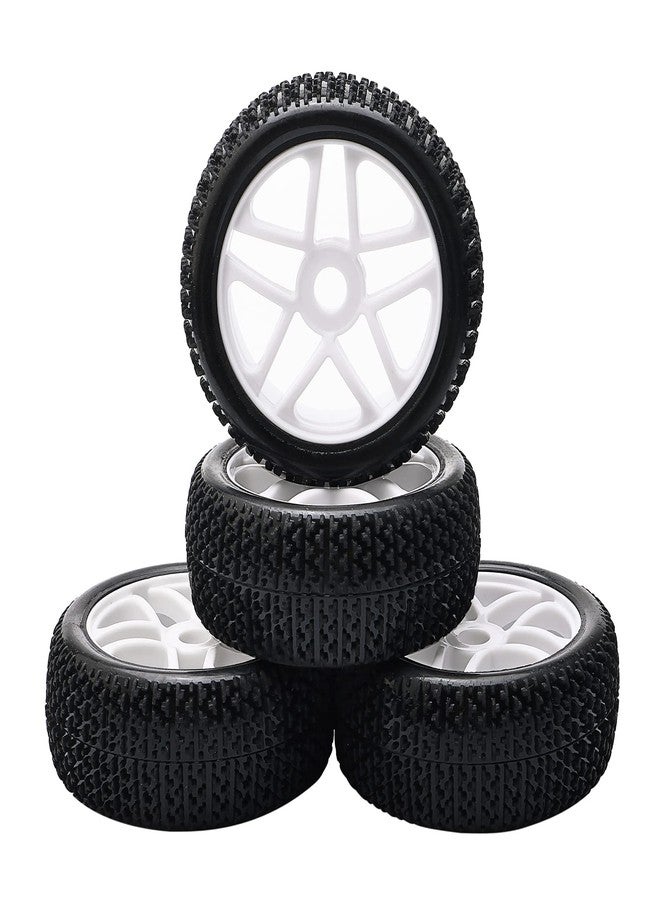 Rowiz 1/8 RC Buggy Tires & Wheels - 4.44" 113mm Off-Road Tires with 17mm Hex 5-Spoke White Rims, Compatible with Arrma Typhon, Kyosho, Traxxas, Tekno, Redcat - 4PCs Unmounted Set - Image 1